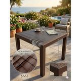 Evko Mobilya Rattan 90X90 Masa, Plastik Masa, Bahçe Balkon Teras Masası, Kare Masa, Dış Mekan Masası - Acı Kahverengi