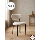 Evko Mobilya Smart Sandalye, Mutfak Salon Sandalyesi, 2 Adet Sandalye, Metal Sandalye, Yemek Sandalyesi, Otel Cafe Restoran Sandalyesi - Krem