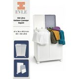 EVLE 2 Bölmeli Tekerlekli 50 + 50 litre Çift Kapaklı Çamaşır Sepeti, Kirli Sepeti
