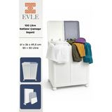 Evle 2 Bölmeli Tekerlekli 50 + 50 Litre Kapaklı Çamaşır Sepeti, Kirli Sepeti - 61 x 36 x 49.5 - Gri