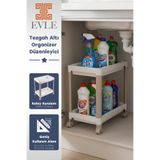 EVLE 2 Katlı Tekerlekli Tezgah Altı Raf Düzenleyici Organizer, Banyo Lavabo Altı Düzenleyici, "Beyaz"