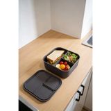 Evle 3 Bölmeli Silikon Saklama Kabı – Kapaklı, Sızdırmaz, Öğün & Lunch Box - Standart - Gri
