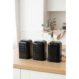 Evle 3'lü Set Kabartmalı Metal Saklama Kabı 1.3 Lt Erzak Kutusu 10.8X10.8X11.8 cm Siyah - 1,3 lt