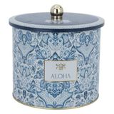 EVLE-Azulejos Desenli Erzak Saklama Kabı - Metal Saklama Kabı 17,5 Cm X 15,5 Cm (Azulejos Aloha)