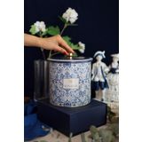 EVLE-Azulejos Desenli Erzak Saklama Kabı - Metal Saklama Kabı 17,5 Cm X 18 Cm (Azulejos Bonjour)