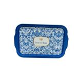 EVLE-Azulejos Desenli Metal Tepsi - Çay Kahve Tepsisi - Sunum Tepsisi 21 Cm X 31 Cm (Azulejos Sweet Home)