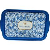 EVLE Azulejos Desenli Metal Tepsi - Çay Kahve Tepsisi - Sunum Tepsisi 21 Cm X 31 Cm Ee162-7n