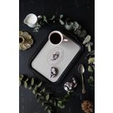 EVLE-Azura Desenli Metal Tepsi - Çay Kahve Tepsisi - Sunum Tepsisi 21 Cm X 31 Cm (Azura Tea)