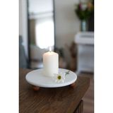 Evle Beyaz Mermer Sunum Tabağı 19 Cm Şık Mumluk & Dekoratif Stand Desenli