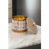 EVLE Bird Cage Desenli Yuvarlak Metal Saklama Kabı, Erzak Saklama Kabı - 14 X 12,5 Cm, 1.7 Lt, Er142-t7