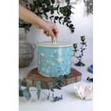 EVLE-Botanica Desenli Erzak Saklama Kabı - Metal Saklama Kabı 17,5 Cm X 15,5 Cm (Botanica Blue)