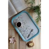 EVLE Botanica Desenli Metal Tepsi - Çay Kahve Tepsisi - Sunum Tepsisi 28 Cm X 40 Cm Ee164-9f