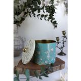 Evle Botanica Desenli Yuvarlak Metal Saklama Kabı, Erzak Saklama Kabı 14 Cm X 12,5 Cm Er142-9F