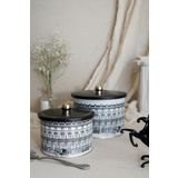 EVLE City Desenli Metal Saklama Kabı Seti - 2'li Set (1,3 LT - 2,9 LT) Erb53t9