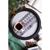 Evle-City Desenli Yuvarlak Metal Tepsi - Çay Kahve Tepsisi - Sunum Tepsisi 37 cm (City) - 0 - 19 L