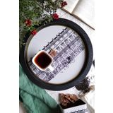 EVLE-City Desenli Yuvarlak Metal Tepsi - Çay Kahve Tepsisi - Sunum Tepsisi 37 Cm (City)