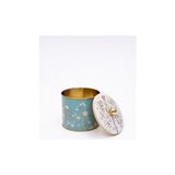 Evle- Desenli Yuvarlak Metal Saklama Kabı, Erzak Saklama Kabı - Organizer Kutu 14 cm x 12,5 cm (Blue) - standart