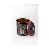 Evle- Desenli Yuvarlak Metal Saklama Kabı, Erzak Saklama Kabı - Organizer Kutu 14 cm x 15 cm (Alices) - 0 Siyah - Option-1
