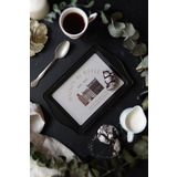 EVLE-Ee170-7f Azura Coffee Desenli Dikdörtgen Tepsi 16x25 Cm (Azura Coffee)