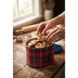 EVLE Ef004-ı3 Plaid(EKOSE) Desenli Oval Metal Saklama Kabı 11x15 Cm