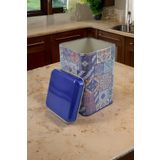 EVLE Ef022-j7 Mor Ekose Desenli Kare Metal Saklama Kabı 11x11 Cm