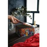EVLE Ef028-01 Afremov Big Ban Desenli Kare Metal Saklama Kabı 20x20 Cm