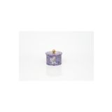 EVLE Ef141-28 Flower Purple Desenli Yuvarlak Metal Saklama Kabı 14 Cm