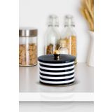 EVLE Ef141-g9 Line Black Desenli Yuvarlak Metal Saklama Kabı 14 Cm