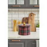 EVLE Ef145-ı3 Plaid(EKOSE) Desenli Yuvarlak Metal Saklama Kabı 17.5 Cm