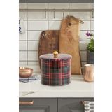 EVLE Ef146-ı3 Plaid(EKOSE) Desenli Yuvarlak Metal Saklama Kabı 17.5 Cm