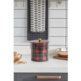EVLE Ef147-ı3 Plaid(EKOSE) Desenli Yuvarlak Metal Saklama Kabı 17.5 Cm