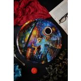 EVLE Ef163-04 Afremov Venice Desenli Yuvarlak Tepsi 36 Cm