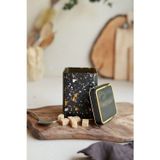 Evle ER008-1H Terrazo Black Desenli Kare Metal Saklama Kabı