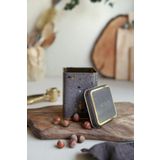 Evle ER008-8G Terrazo Brown Desenli Kare Metal Saklama Kabı