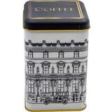EVLE-Er022-2a City Coffee Desenli Kare Metal Saklama Kabı 11x11 Cm (City Coffee)