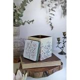 Evle ER024-2E Botanica Yellow Desenli Kare Metal 12x12 cm Saklama Kabı