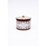 Evle ER145-8B Elegance Burgundy Desenli Yuvarlak Metal Saklama Kabı