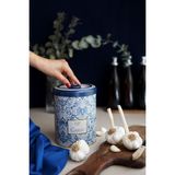 Evle ER188-1D Azulejos Garlics Desenli Yuvarlak Metal Saklama Kabı