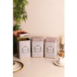 EVLE Erb09u7 Kare Saklama Kabı 105x105x160 3 Lü Set, Rosy