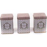 Evle ERB24U7 Rosy Kare Metal 3'lü Set Saklama Kabı