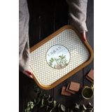 EVLE Forrest Desenli Metal Tepsi - Çay Kahve Tepsisi - Sunum Tepsisi 28 Cm X 40 Cm Ee164-7i