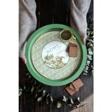 EVLE Forrest Desenli Yuvarlak Metal Tepsi - Çay Kahve Tepsisi - Sunum Tepsisi 37 Cm Ee163-8i