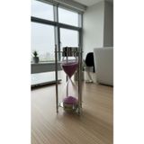 Evle Gümüş Rengi Çift Pusulalı Kum Saati 20 cm Modern Metal Çerçeve Lüks Ofis Hediyelik Aksesuar