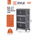 EVLE Katlanabilir Modüler Dolap 3 Katlı, Mutfak Dolabı, Banyo Dolabı 54 cm x 31,7 cm x 95 cm Antrasit