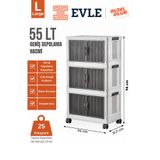 EVLE Katlanabilir Modüler Dolap 3 Katlı, Mutfak Dolabı, Banyo Dolabı 54 cm x 31,7 cm x 95 cm Beyaz