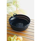 EVLE Katlanabilir Yuvarlak Silikon Airfryer Pişirme Kabı , Platinum Silikon, 20 x 6 cm, Siyah