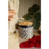 Evle Leo Desenli Yuvarlak Metal Saklama Kabı, Erzak Saklama Kabı - Organizer 14 Cm X 12,5 Cm Er142-V4