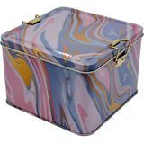Evle Liquid Pink Desenli Metal Kilitli Saklama Kabı 158X158X110 mm 2,7 Lt