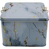 Evle Marble White Mermer Desenli Metal Kilitli Saklama Kabı 158X158X110 mm 2,7 Lt