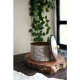 Evle Metal Çok Amaçlı Dokulu Saklama Kabı, Dekoratif Saklama Kutusu 14 Cm, Retro Er141-U6